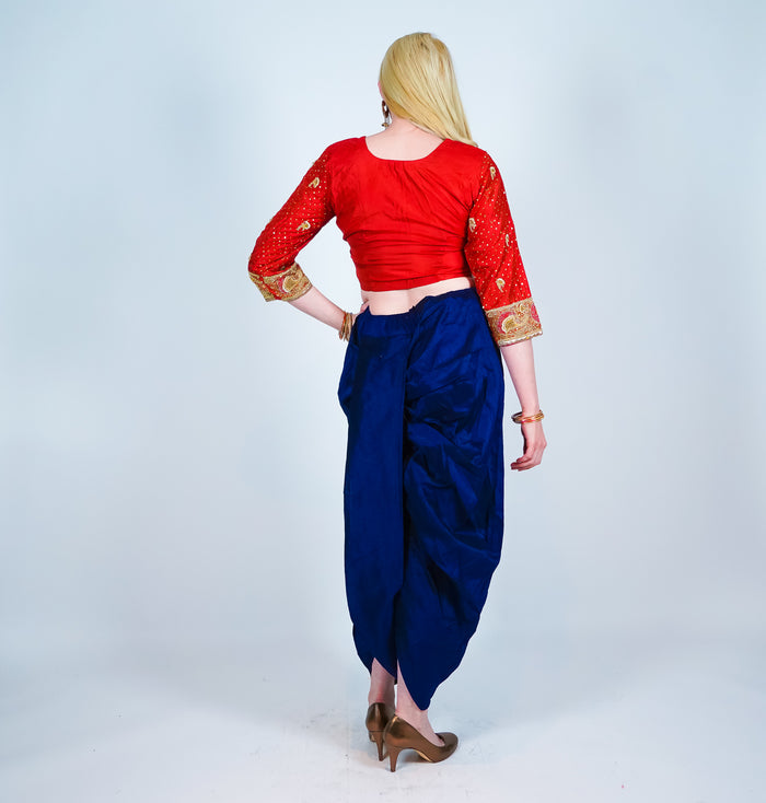Royal Blue Silk Dhoti Pants