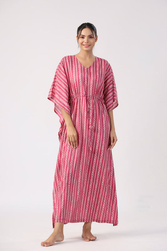 Salmon Splash Cotton Kaftan