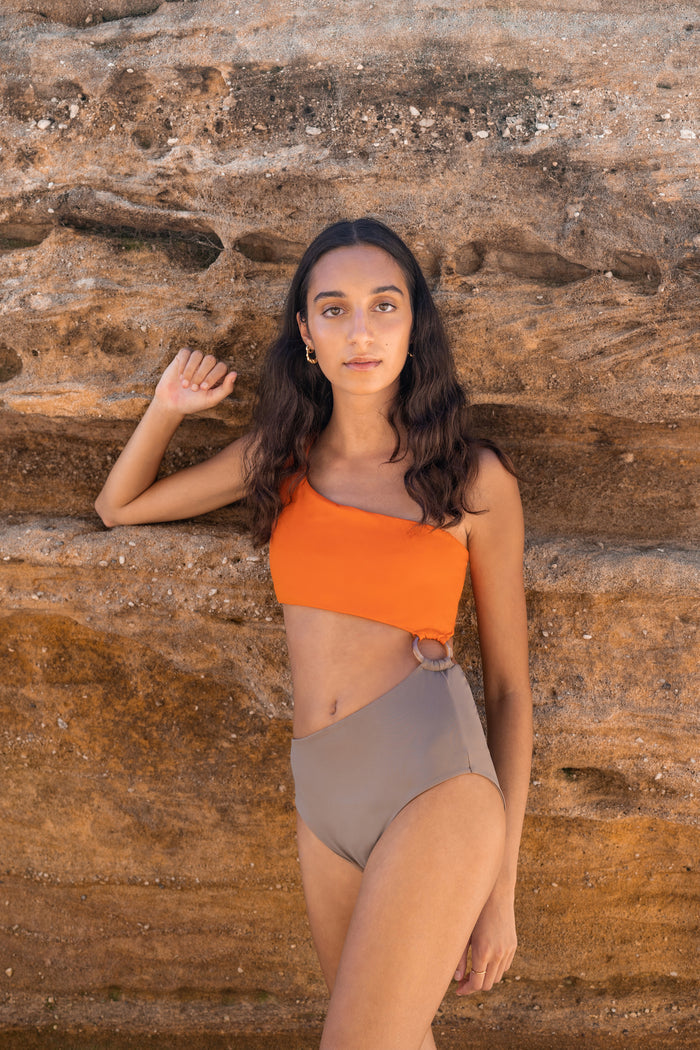 SAMPLE PAULA Trikini Orange & Taupe