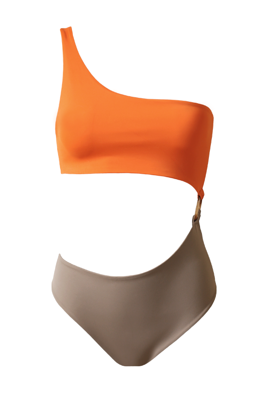 SAMPLE PAULA Trikini Orange & Taupe