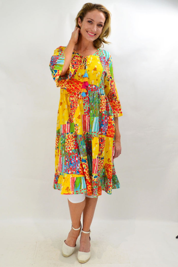 Wishstone Sandy Beach tiered tunic dress, lightweight and flowy with a relaxed fit, perfect for casual summer wear.