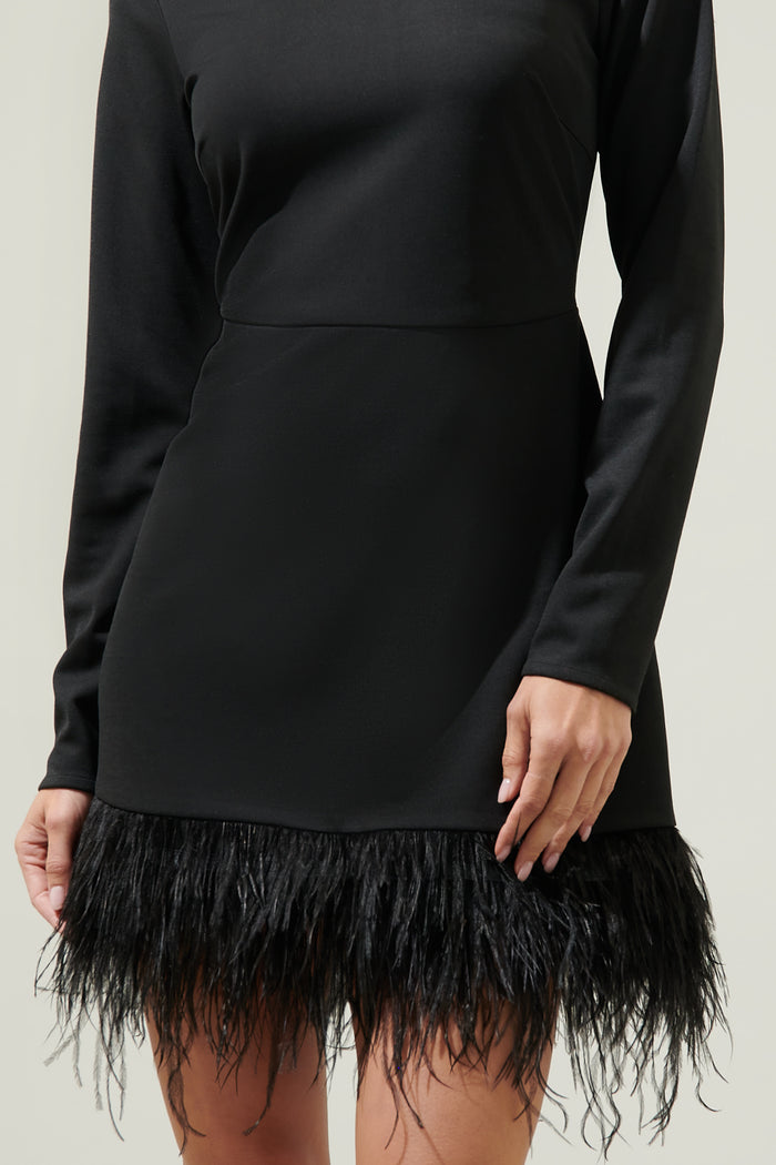 Sashay Bodycon Long Sleeve Feather Dress