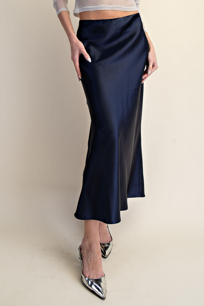 Satin Bias Midi Skirt