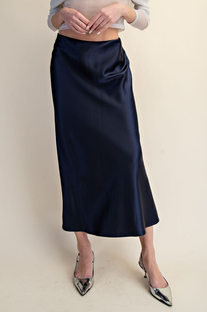 Satin Bias Midi Skirt