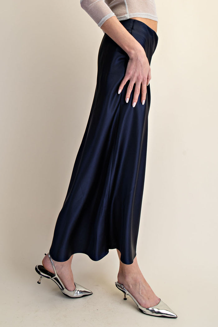 Satin Bias Midi Skirt