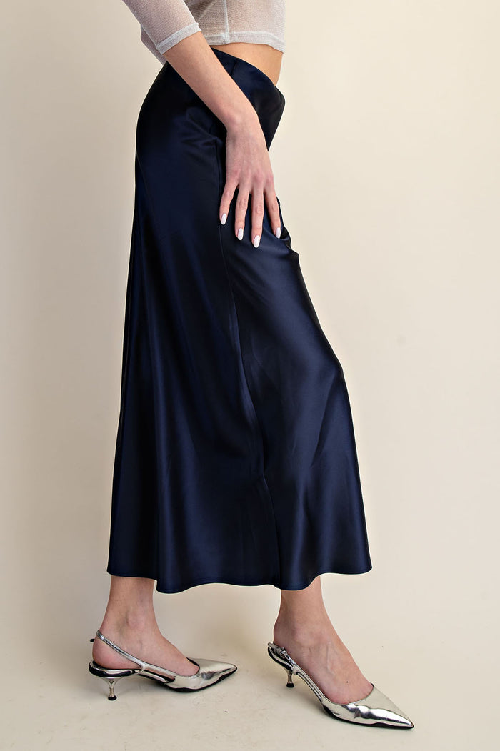 Satin Bias Midi Skirt