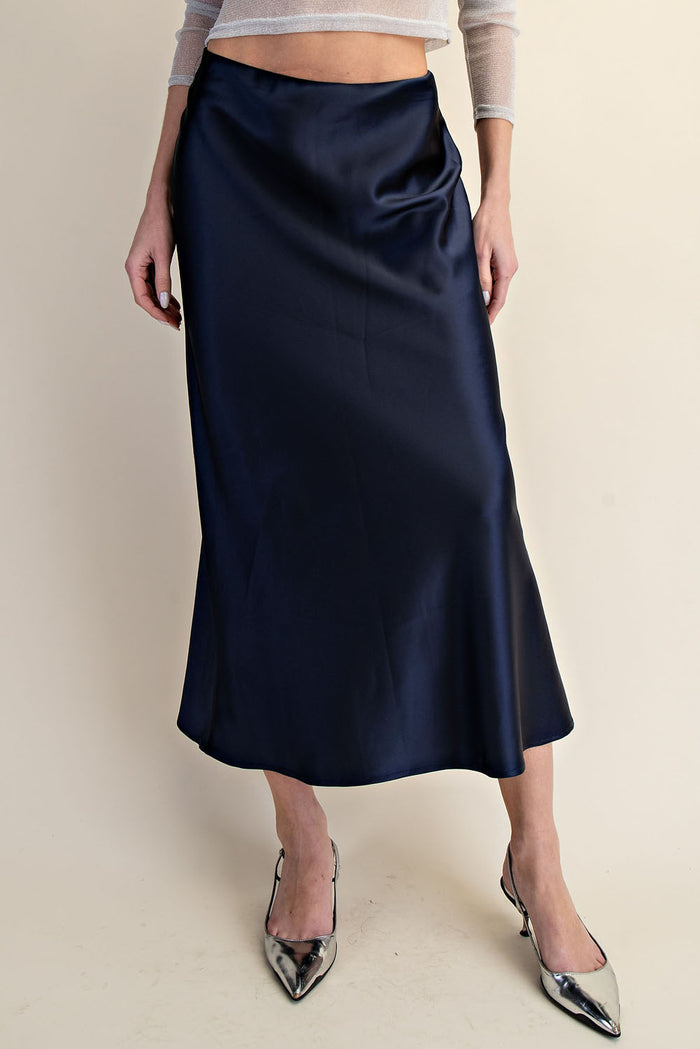 Satin Bias Midi Skirt