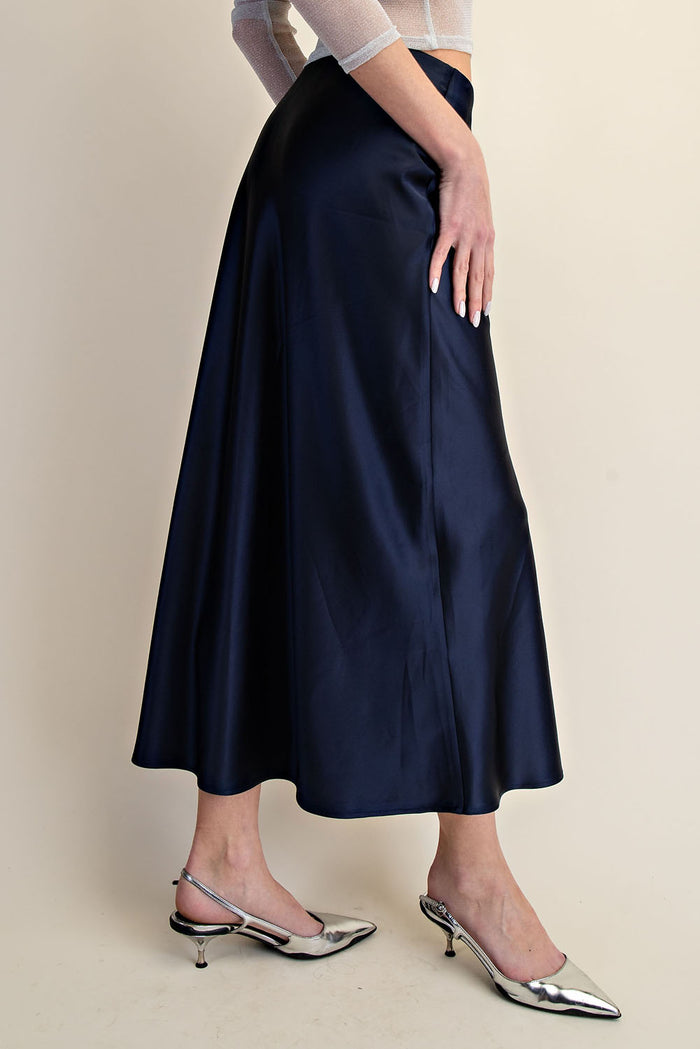 Satin Bias Midi Skirt