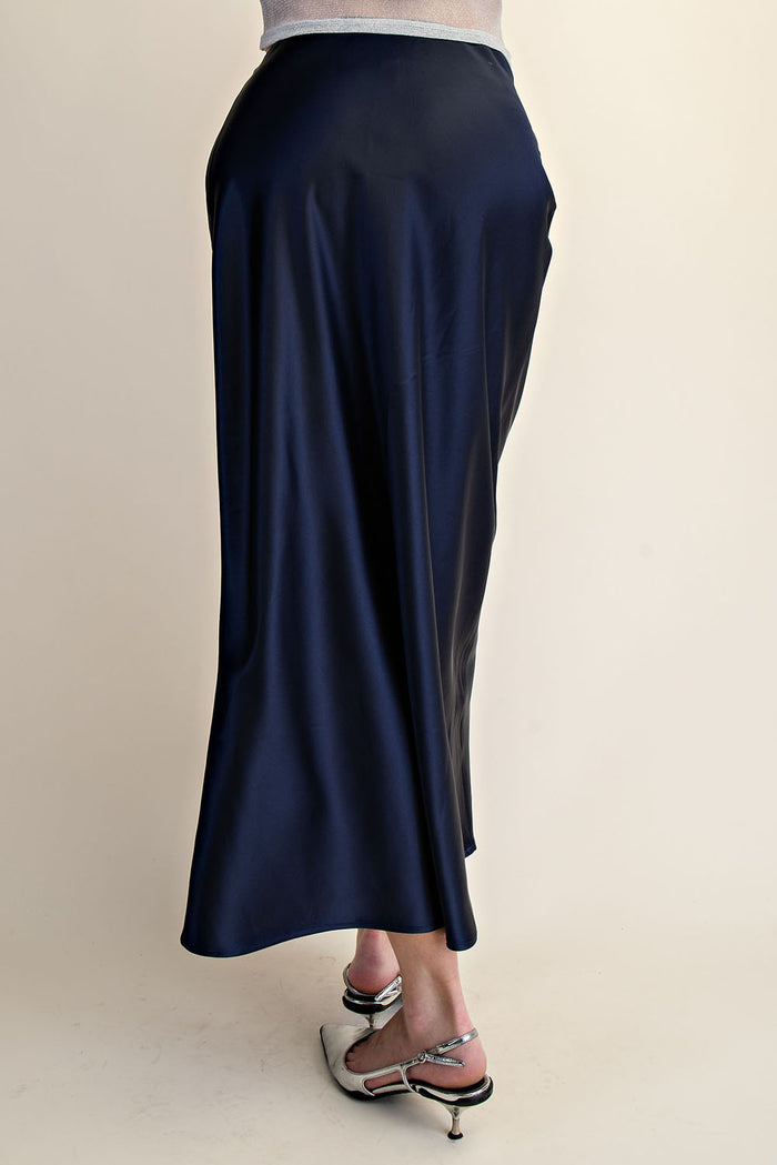 Satin Bias Midi Skirt