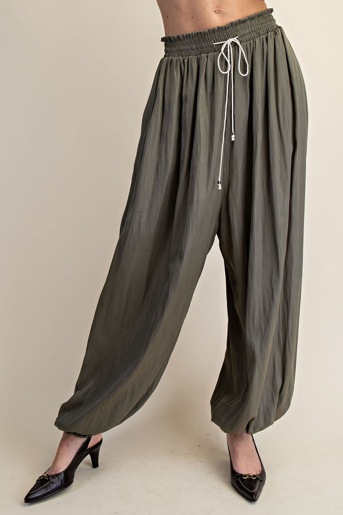 Satin Smocked Waist Ballon Pants