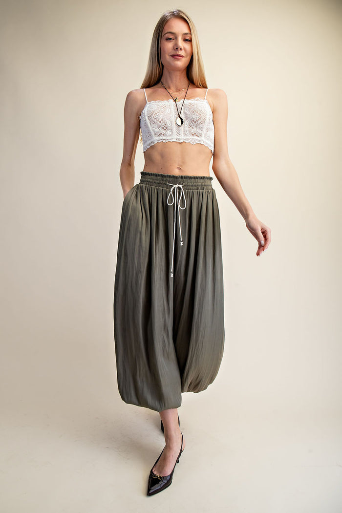 Satin Smocked Waist Ballon Pants