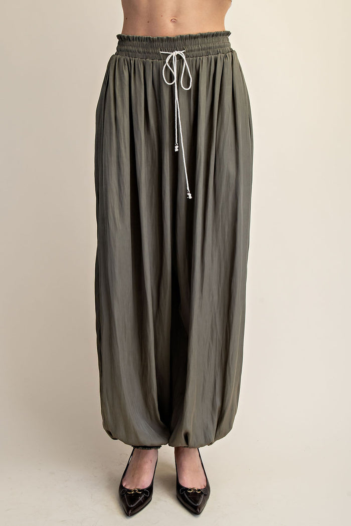 Satin Smocked Waist Ballon Pants