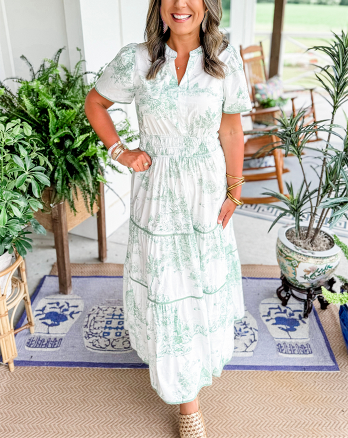 Selindra - Robe Maxi Classique à Imprimé Toile