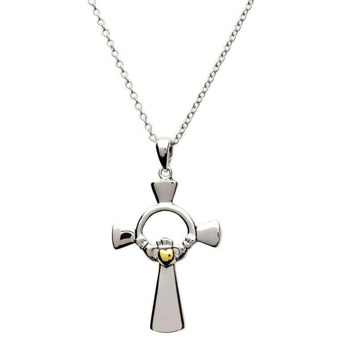 SF22 Claddagh Silver Cross with Gold Plate Heart by Shanore