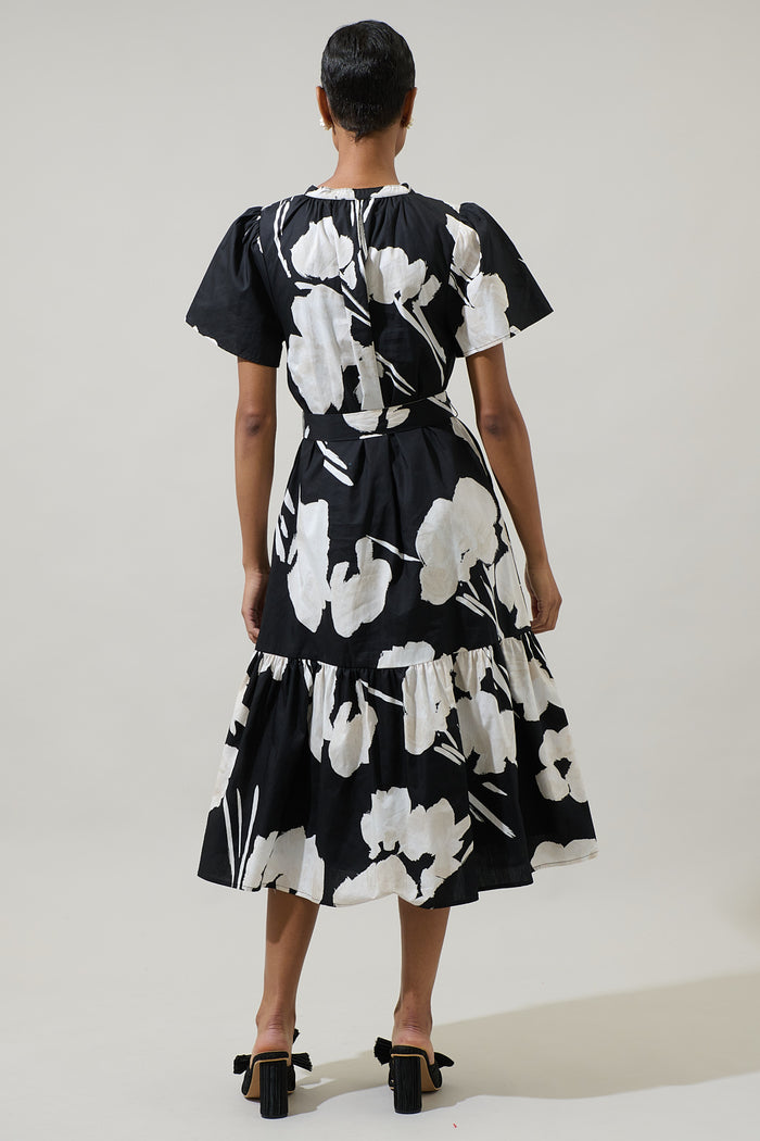 Shadow Floral Cora Button Up Midi Dress