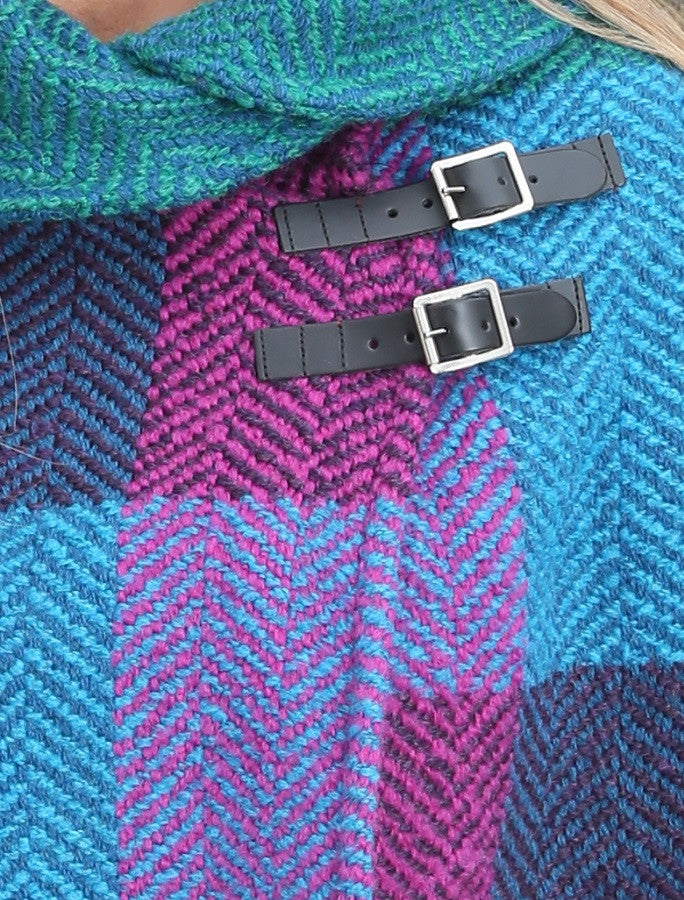 Shawl Collar Herringbone Poncho - Donegal Red #color_donegal-red