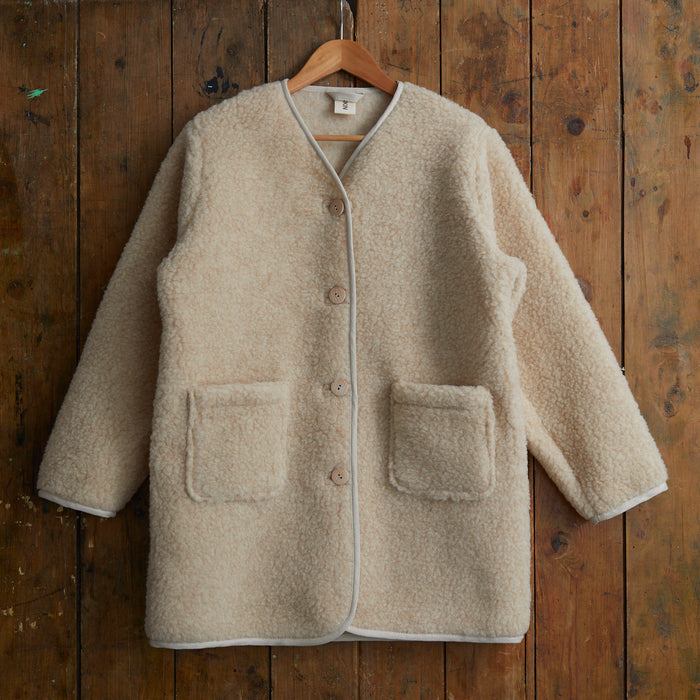 Sika Women's Coat - Wool Teddy Fleece - Oatmeal