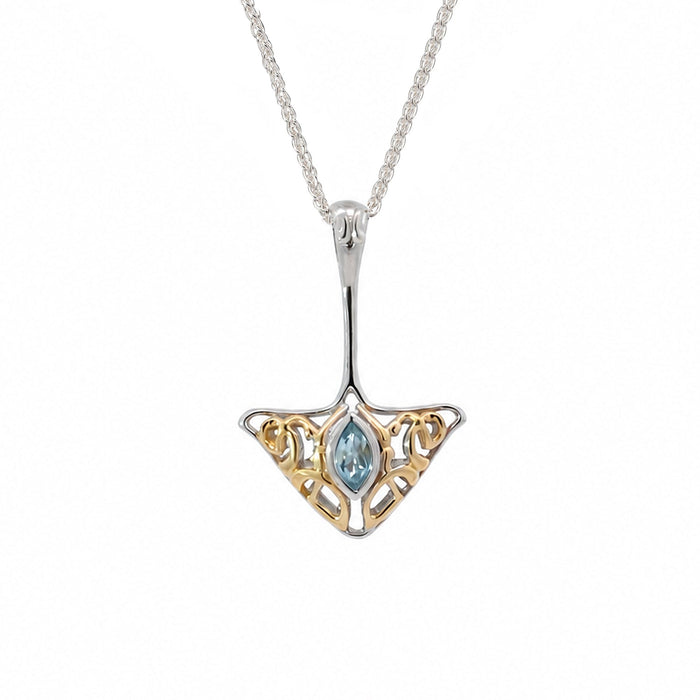 Silver and 24k Vermeil with Swiss Blue Topaz Ray Pendant