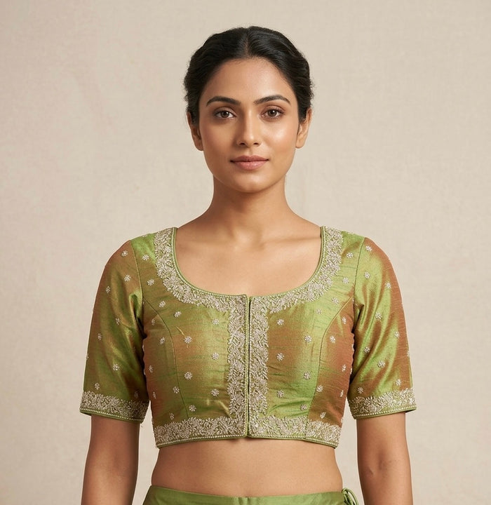 Silver heavy embroidery blouses