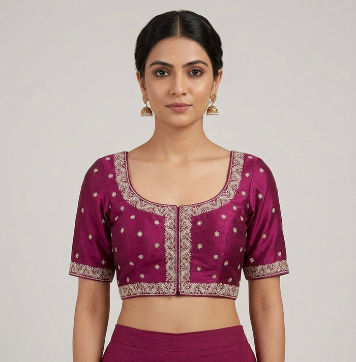 Silver heavy embroidery blouses