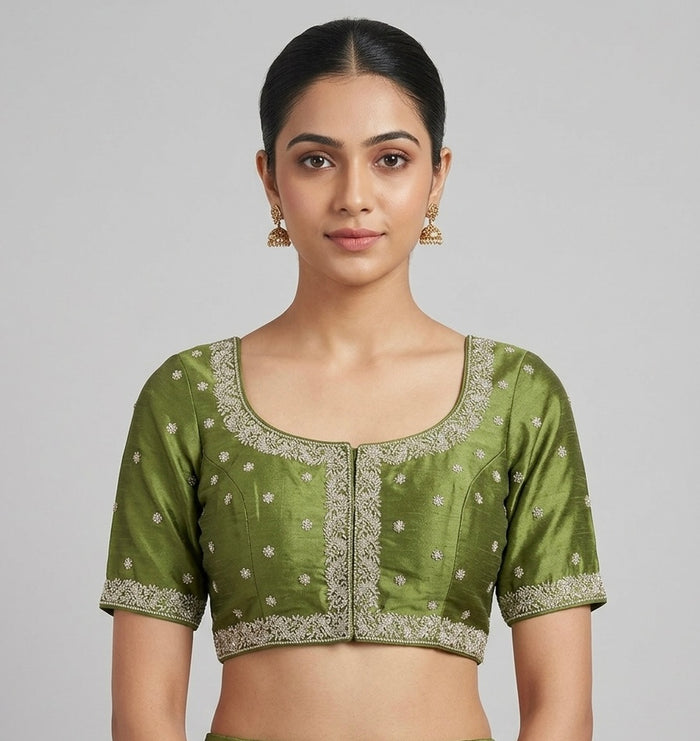 Silver heavy embroidery blouses