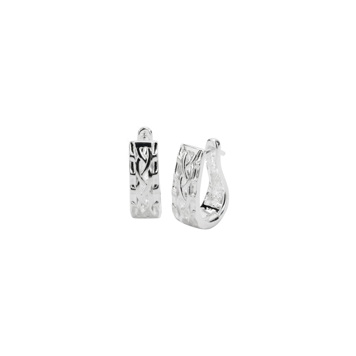 Silver Window to the Soul Celtic Weave Huggie Earrings