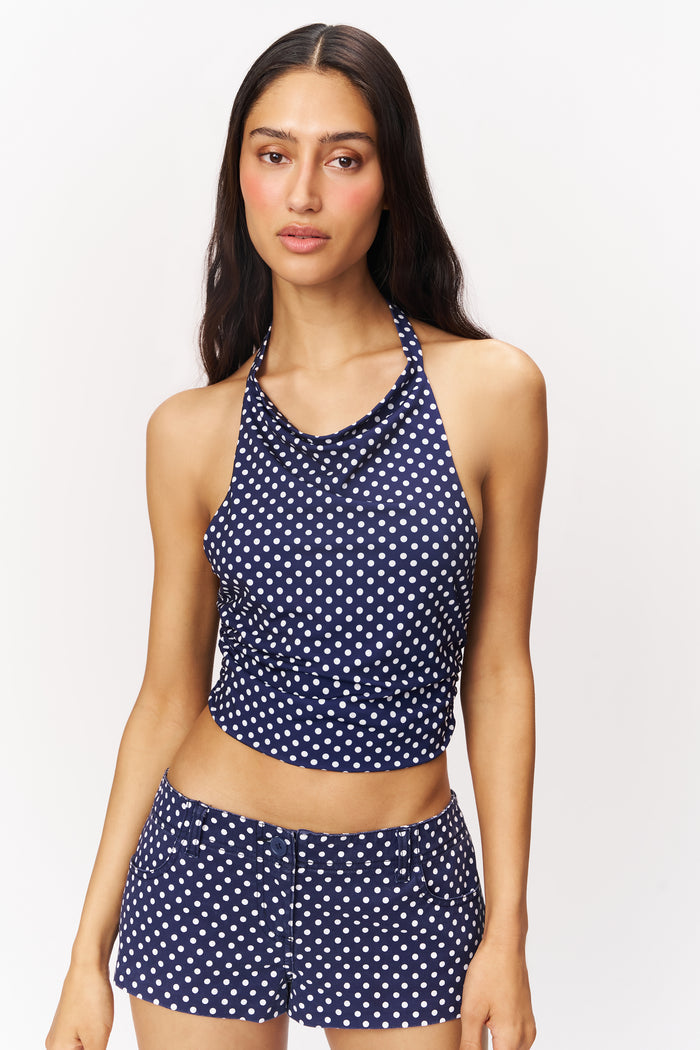 Sloan Short in Navy Polka Dot