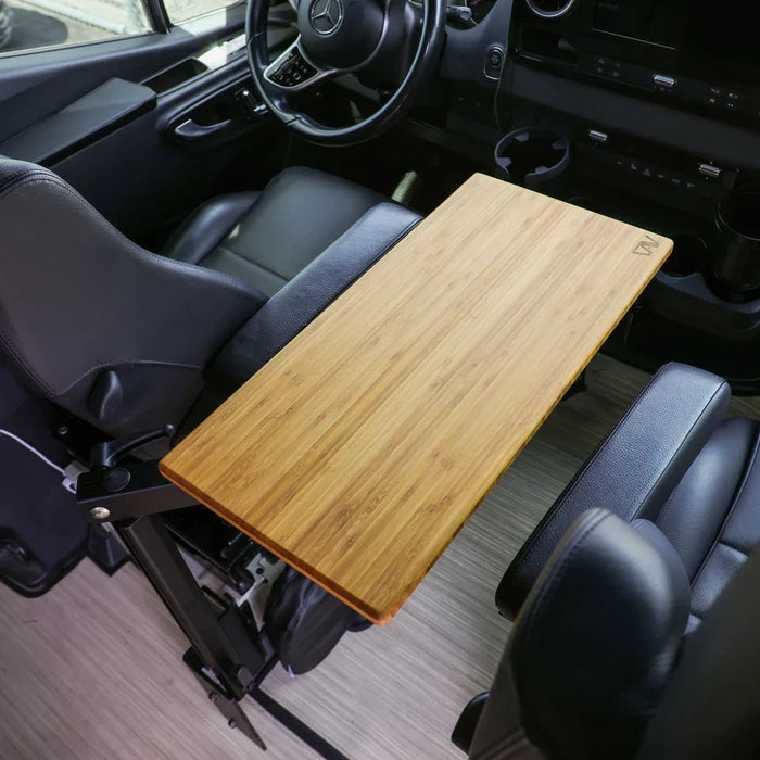 GH1 Small Universal Table Top installed between front seats in a van interior