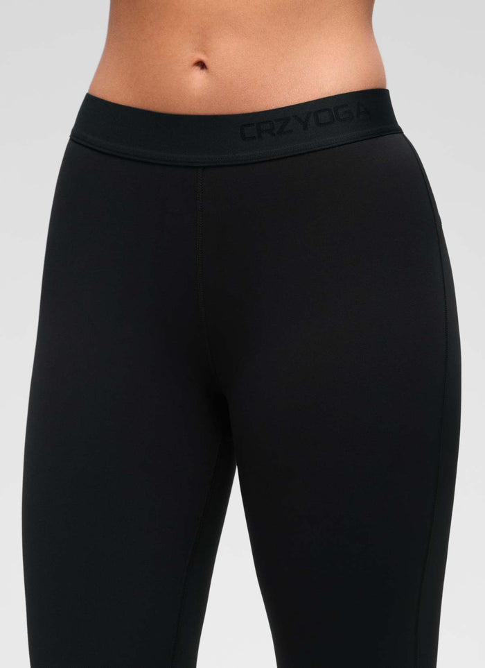CRZ YOGA Women's Softembrace Fleece Lined Thermal Casual Underwear Set Black