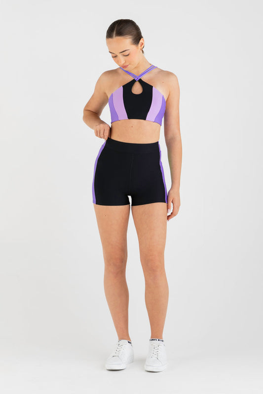 Sports Club Hi-Waist Short in Black - Front View