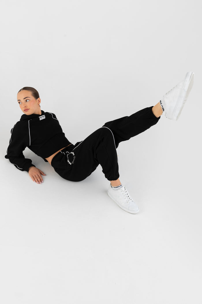 Squad Cropped Hoodie in Black - Matching Set