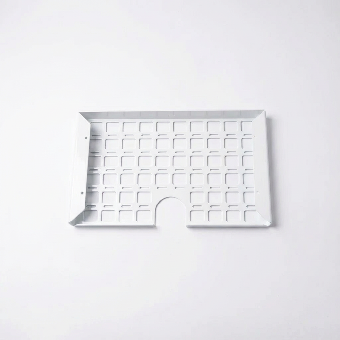 STO Undercabinet Shelf with grid design and cutout, mounted against a white background