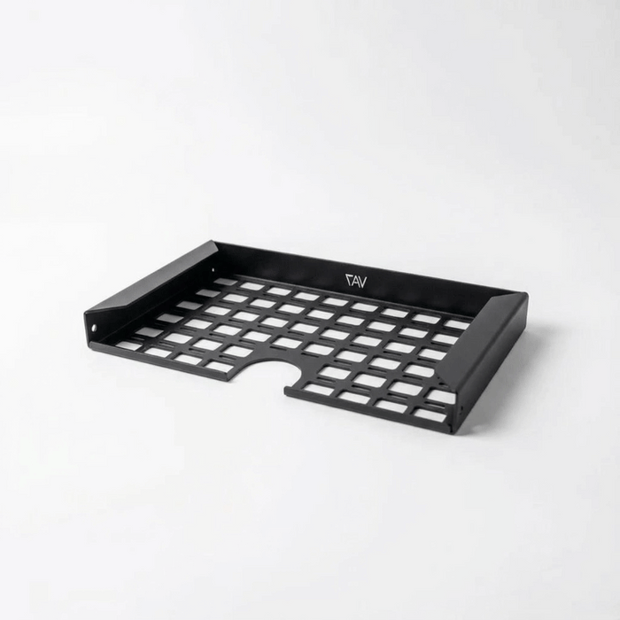 TAV STO Undercabinet Shelf with black metal grid design for van storage