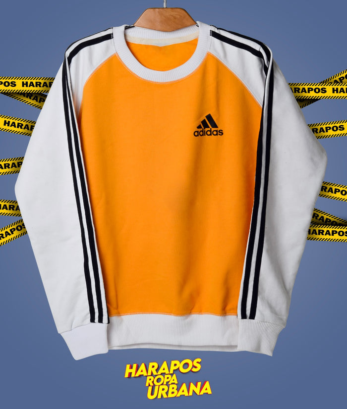 Sudadera clasica Adidas color Amarillo mangas Blancas