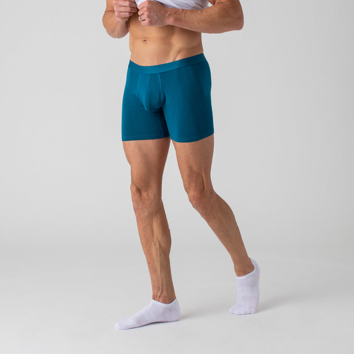 Teal Boxer Briefs 3-Pack worn by a male model.