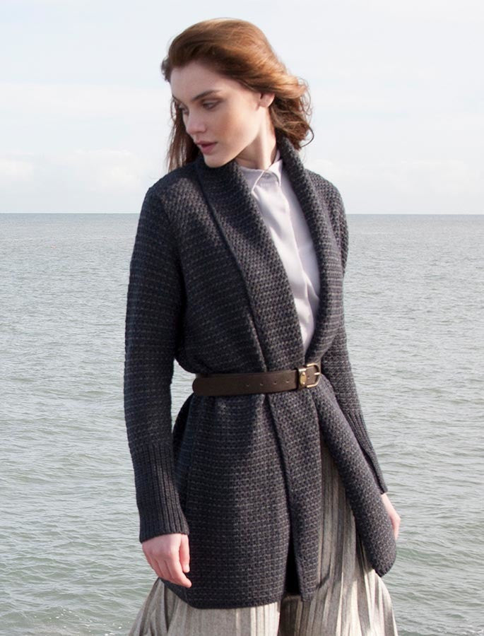 Textured Merino Cardigan - Steel Marl #color_steel-marl