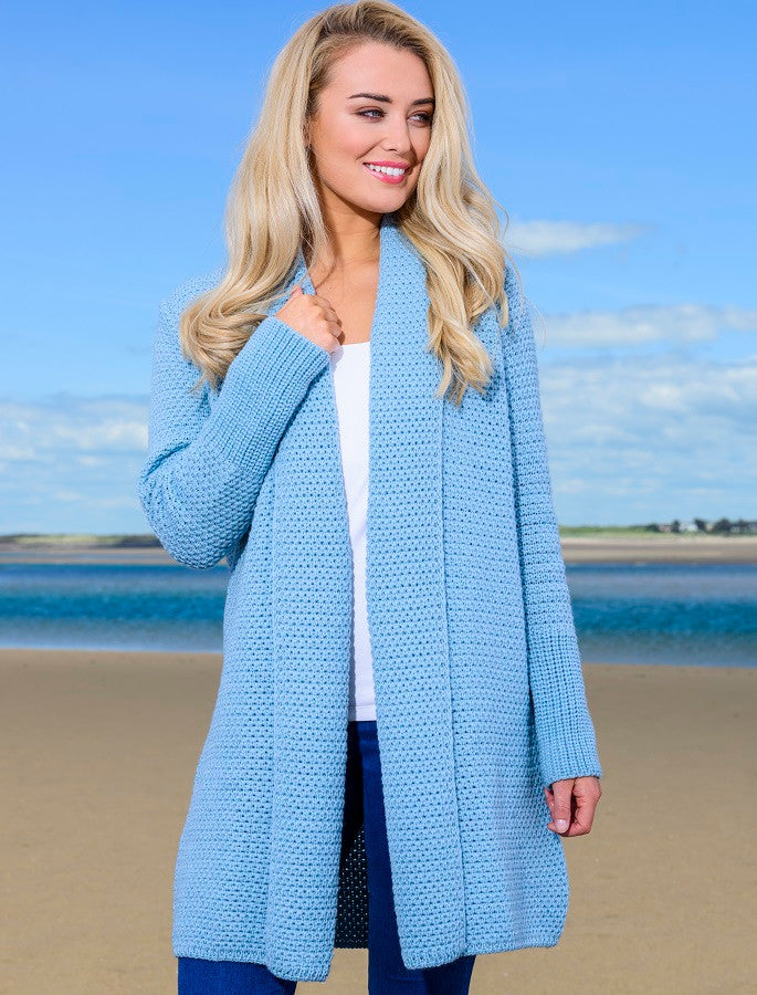 Textured Merino Cardigan - Aqua Mist #color_aqua-mist