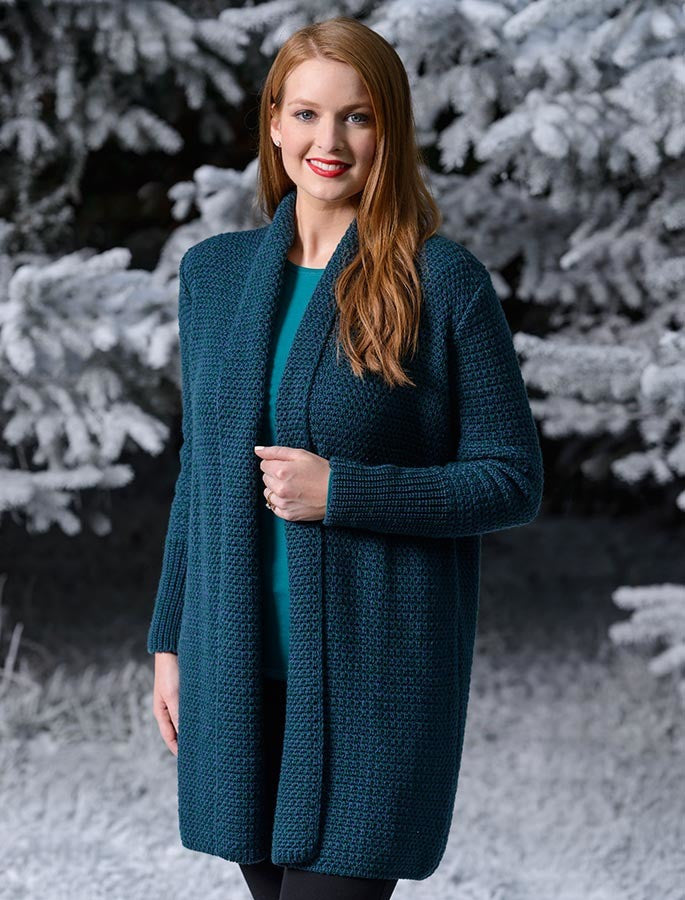 Textured Merino Cardigan - Atlantic #color_atlantic