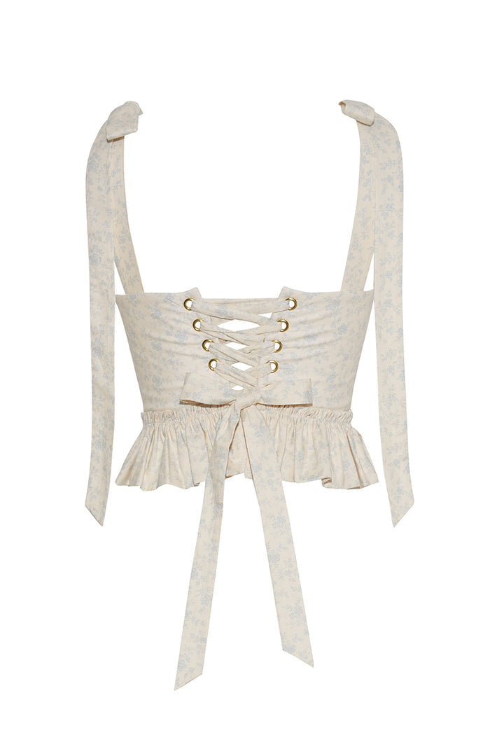 The Antoinette Corset in Ivory English Floral