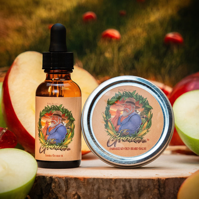 The Grower - Beard Oil & Balm Kit - Crisp Apples, Fresh Pear, Warm Oud, Aged Amber