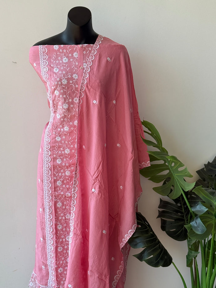 Thread emb muslin suit material