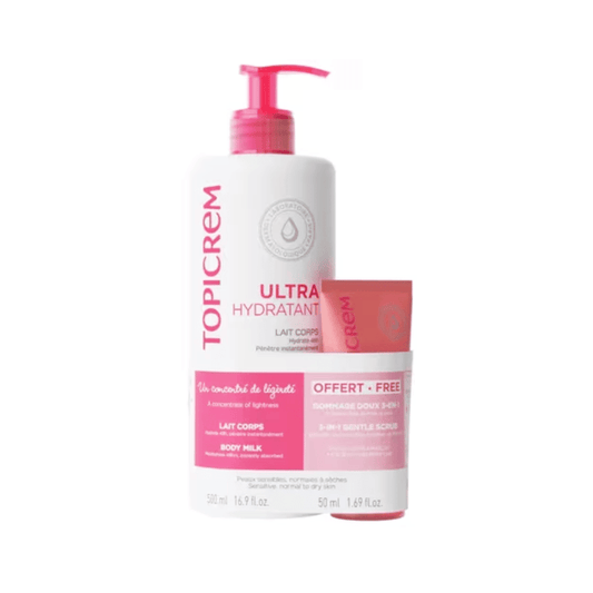 Topicrem ULTRA-MOISTURIZING Body Milk 500ml + 3in1 Gentle Scrub 50ml