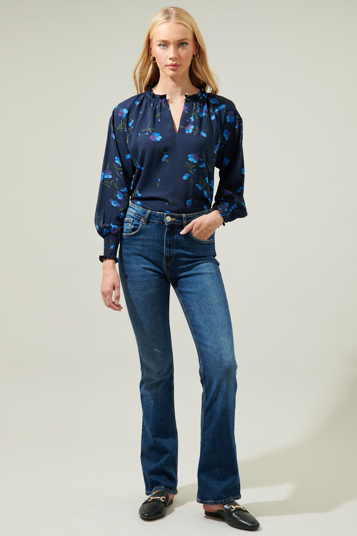 Torun Floral Split Neck Blouse