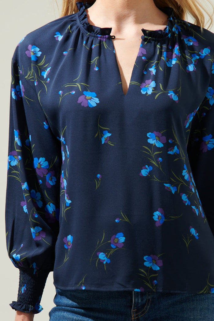Torun Floral Split Neck Blouse