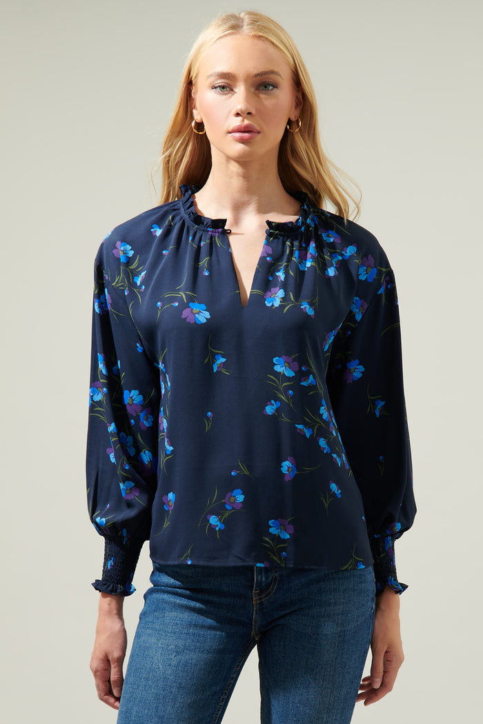 Torun Floral Split Neck Blouse