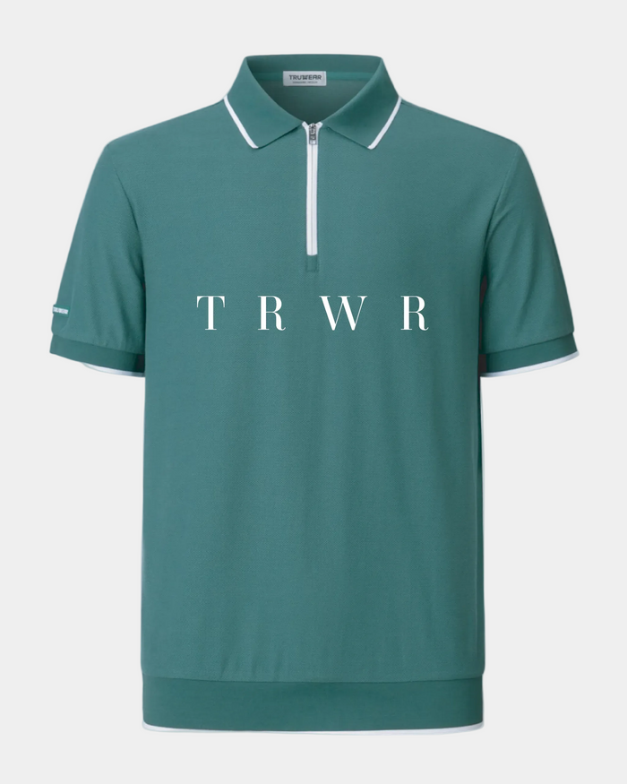 TRWR Vanguard Zip Polo Fairway Green Front