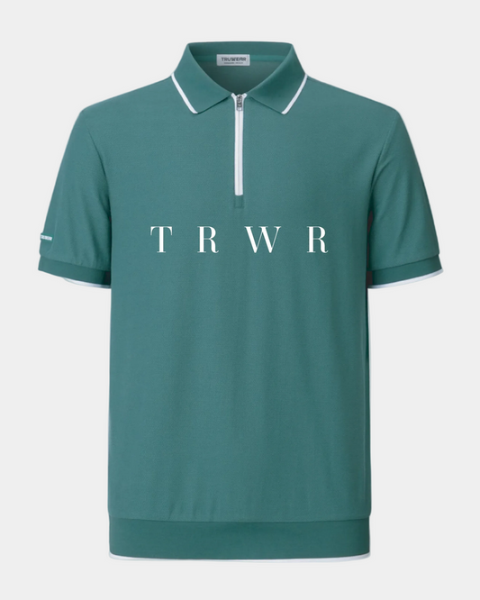 TRWR Vanguard Zip Polo Fairway Green Front