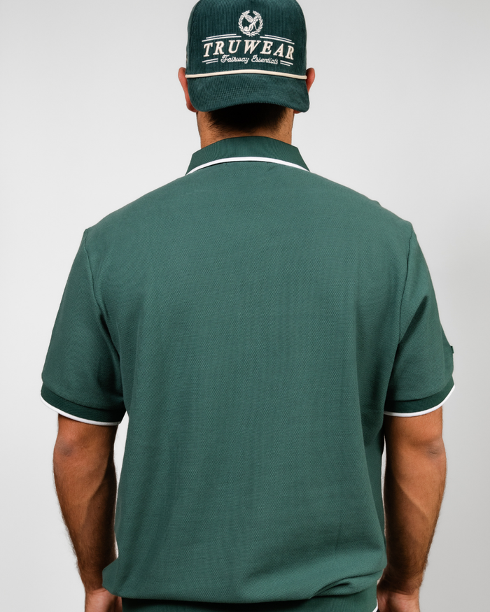 TRWR Vanguard Zip Polo Fairway Green Back