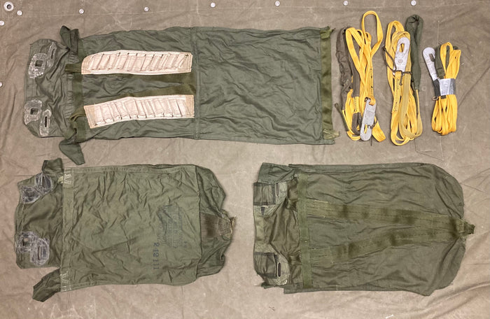 USGI T-10 / MC1-1 Parachute Deployment Bag with Static Line & Hook – Deactivated, Collectible Only