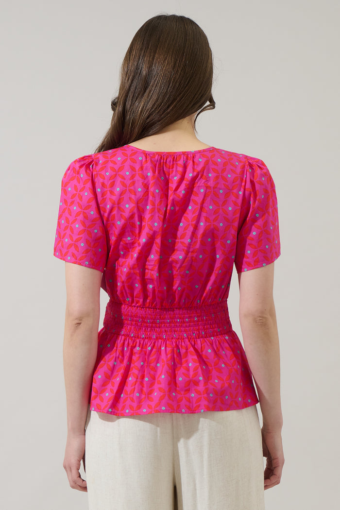 Vaila Floral Sarina Smocked Peplum Top